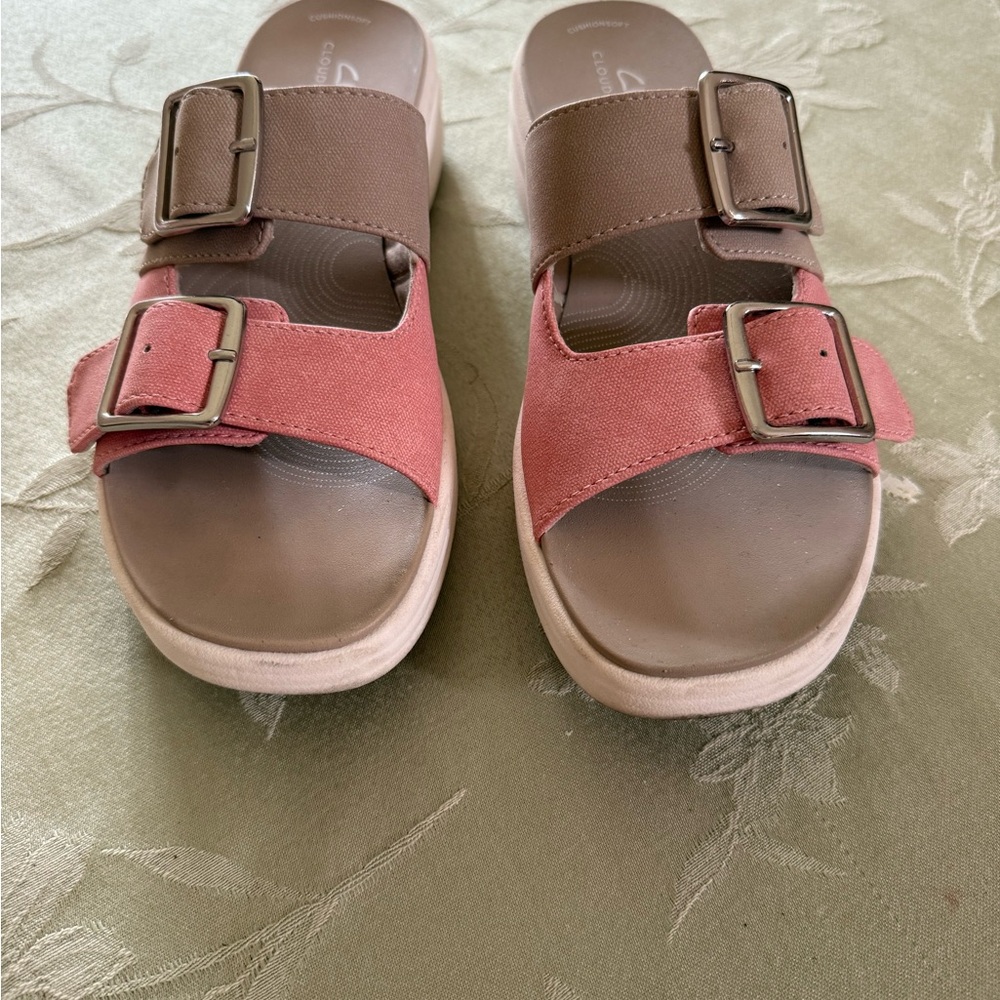 Worn Once! Cloudsteppers by Clarks Pink/ Brown Sandals
